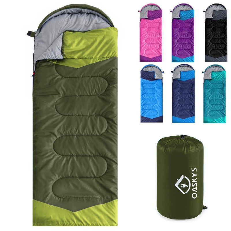 oaskys Camping Sleeping Bag 3 Season Warm Cool Weather Summer Spring Fall Lightweight Waterproof for Adults Kids Camping Gear Equipment Traveling and Outdoors