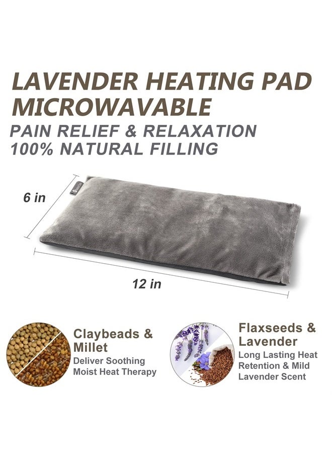 RelaxCoo - Heating pad Microwavable with Washable Cover 6 * 12" Microwave Moist Heat Pad for Neck Shoulder, Cramps, Back Pain Relief, Warm Compress Rice Bean Bag Hot Pack for Muscles, Joints, Lavender - Image 1