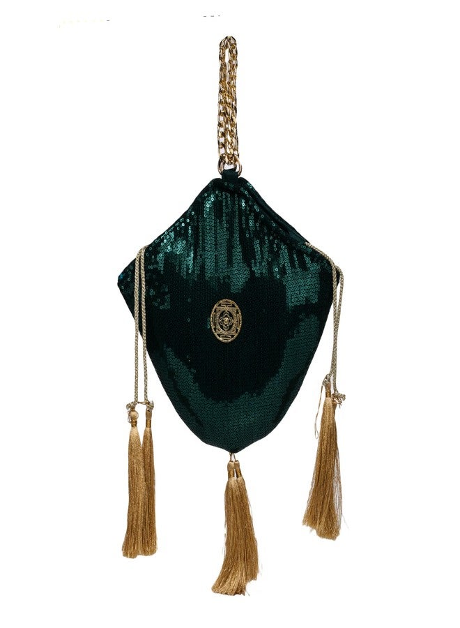 ATHZ Ethnic Handbags for Women Green Sequin potli bags Handcrafted bags and purses - Image 1