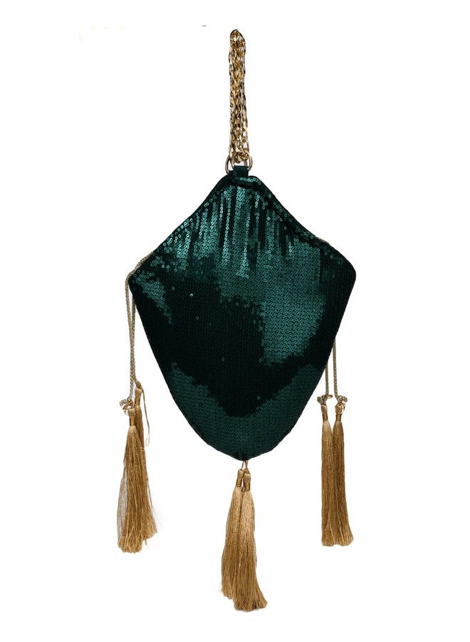 ATHZ Ethnic Handbags for Women Green Sequin potli bags Handcrafted bags and purses - Image 2