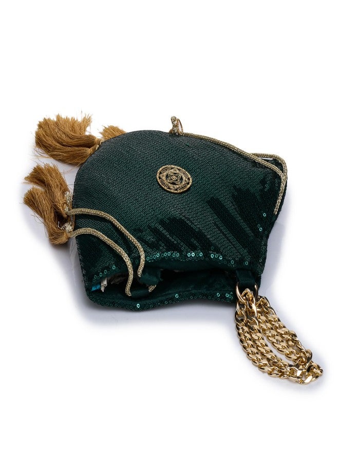 ATHZ Ethnic Handbags for Women Green Sequin potli bags Handcrafted bags and purses - Image 3