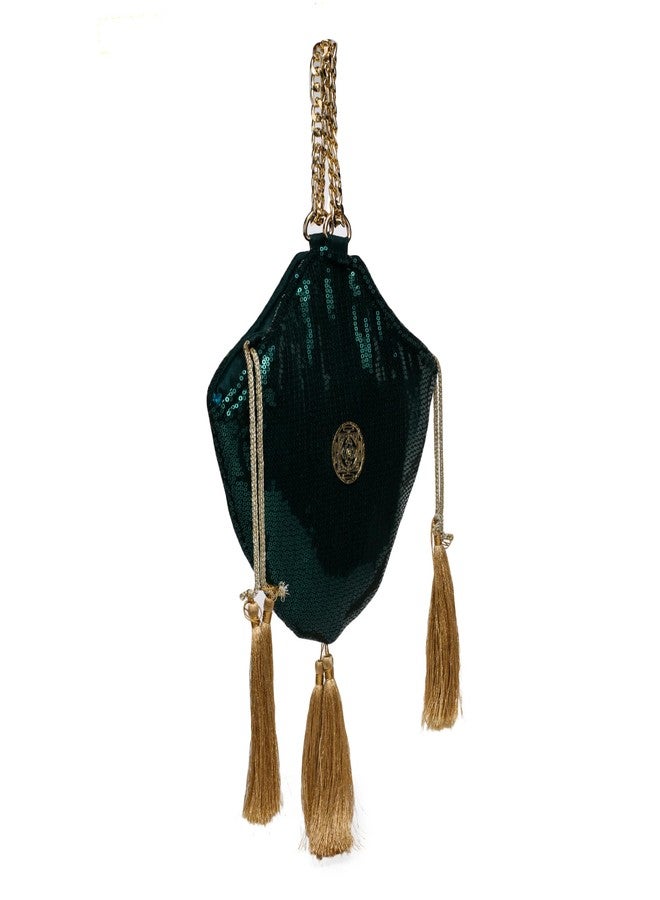 ATHZ Ethnic Handbags for Women Green Sequin potli bags Handcrafted bags and purses - Image 4