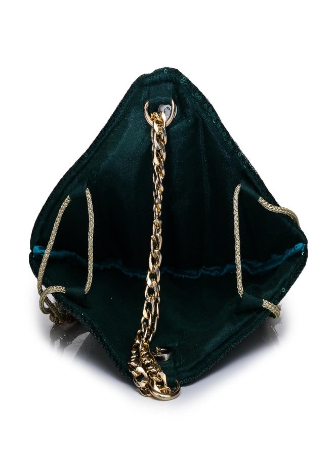 ATHZ Ethnic Handbags for Women Green Sequin potli bags Handcrafted bags and purses - Image 5