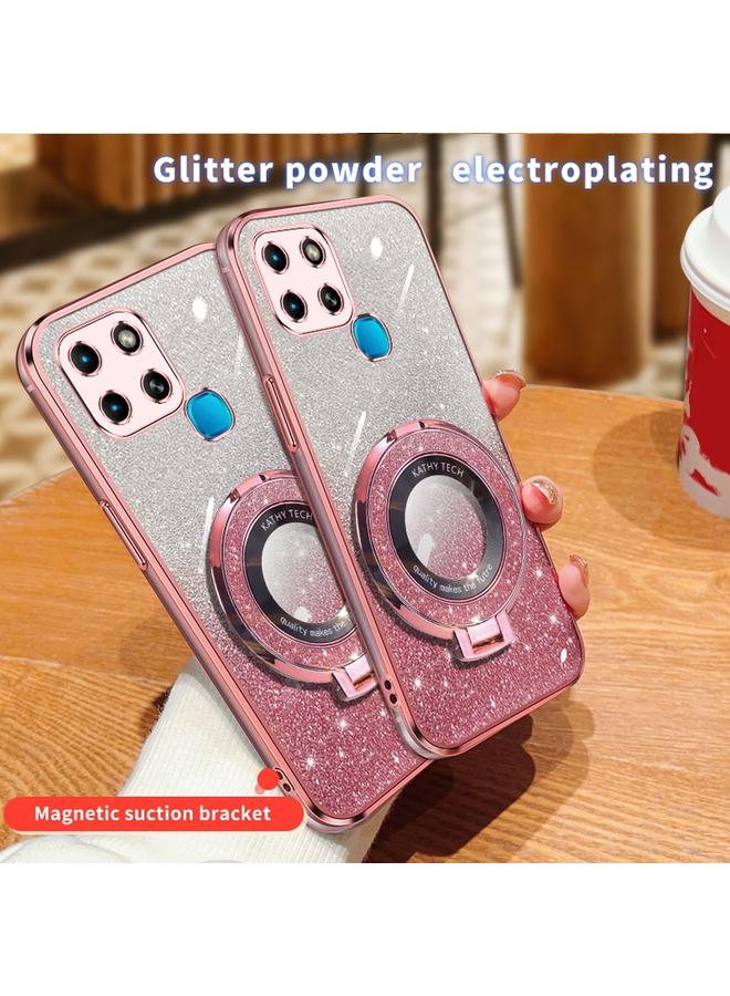 S-TOP Case For Infinix Smart 6 Plated Gradient Glitter Round Holder TPU Phone Case - Image 3