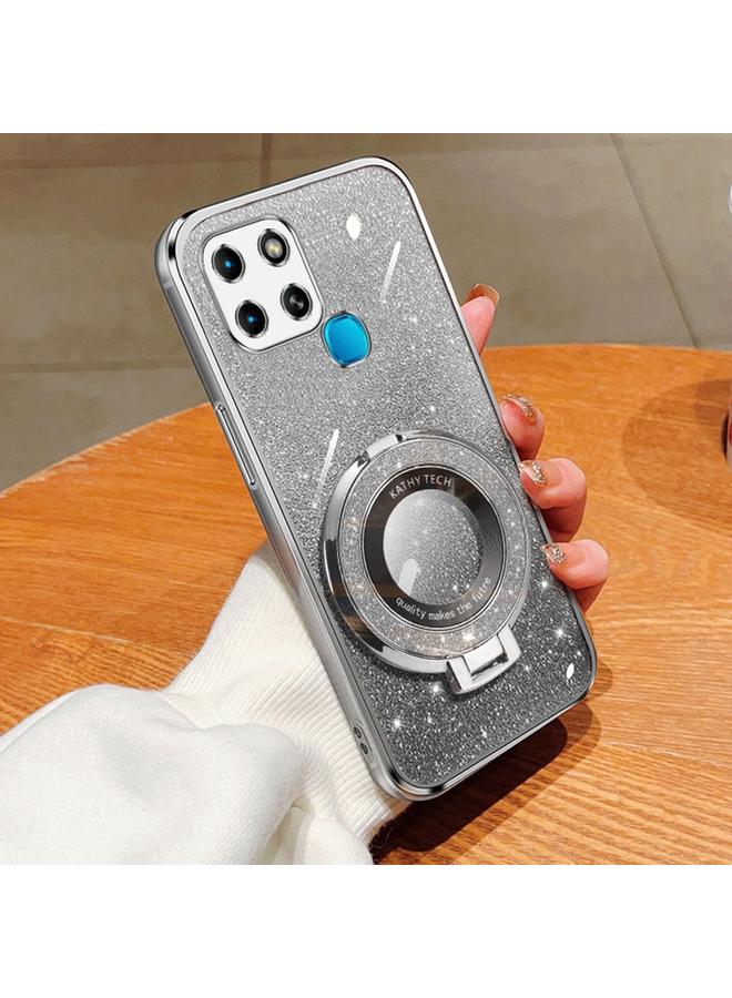 S-TOP Case For Infinix Smart 6 Plated Gradient Glitter Round Holder TPU Phone Case - Image 1