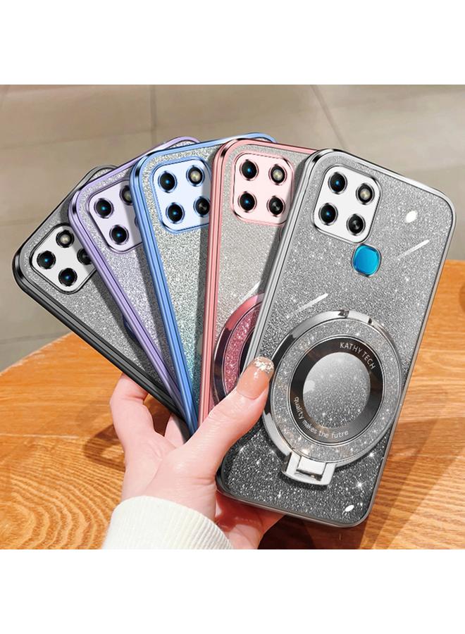 S-TOP Case For Infinix Smart 6 Plated Gradient Glitter Round Holder TPU Phone Case - Image 2