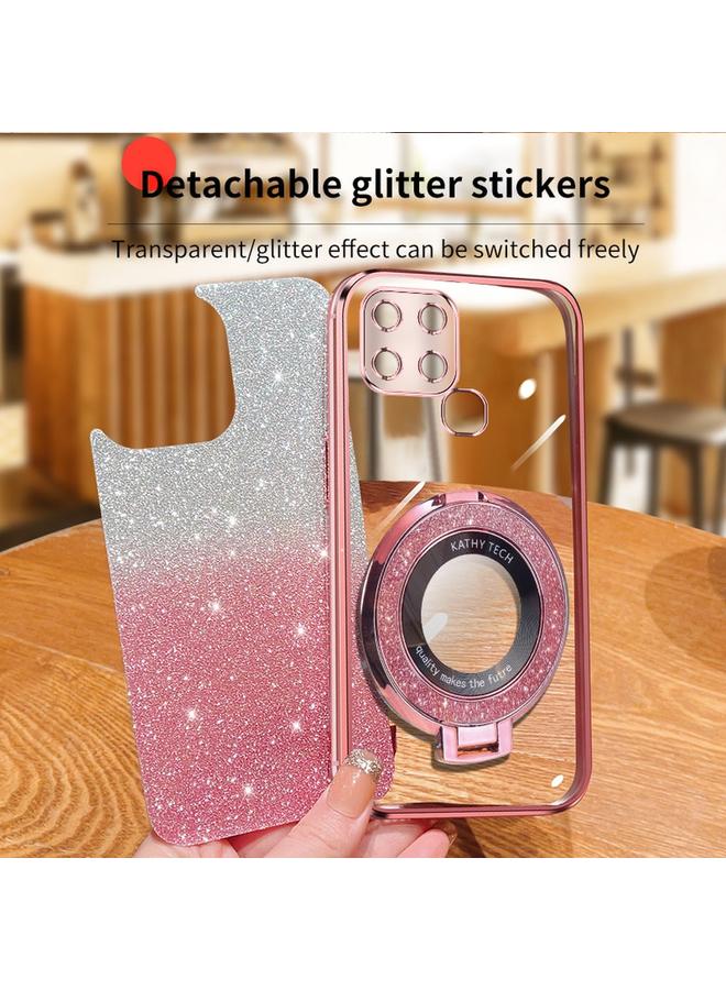 S-TOP Case For Infinix Smart 6 Plated Gradient Glitter Round Holder TPU Phone Case - Image 4