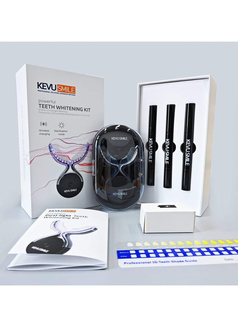 Kevu smile - Professional KEVU SMILE Teeth Whitening Kit ✨ Advanced LED Technology for Faster, More Effective Whitening ⚡ Visible Results from First Use - Smile with Confidence! Removes Stubborn Stains from Coffee, Smoking, and Other Beverages. Get a dazzling white smile from home with the complete teeth whitening kit from KEVU SMILE. This kit is designed with advanced technology to deliver amazing results that rival specialized clinics. - Image 1