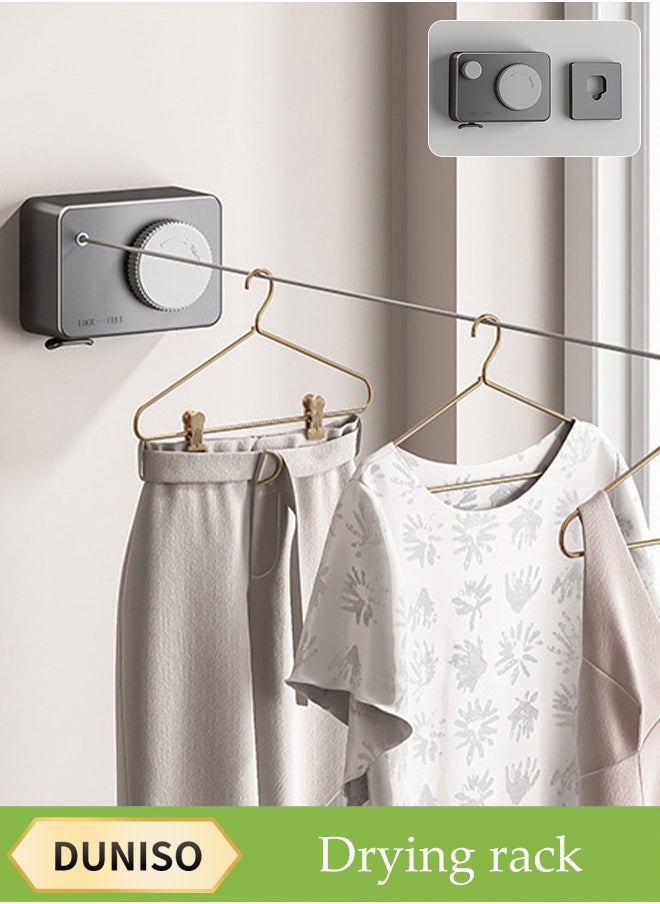 DUNISO Invisible Clothesline，Retractable Clothesline,Indoor Stainless Steel Invisible Wall Hanging Rope,No Punching Required，Suitable for Living Room, Balcony, Bedroom, Outdoor, 4.2m，Style Grey  - Image 1