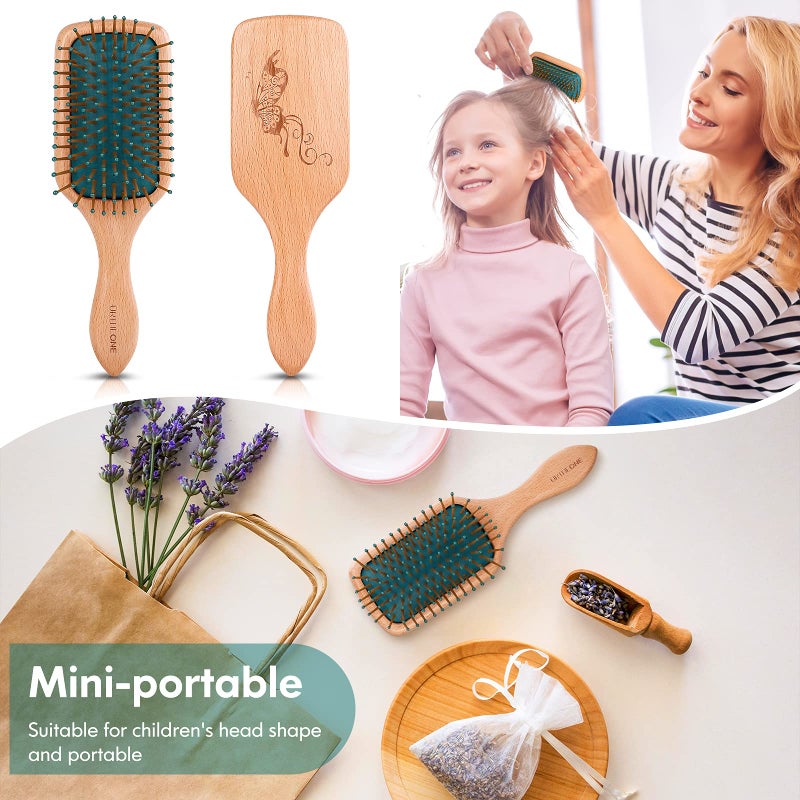 URTHEONE Hair Brush,Hair Brushes for Women Men Kids,Natural Wooden Paddle Detangler Brush and Small Travel Styling Brush Set for Curly Thick Thin Fine Wet Dry Hair Detangling Smoothing Massaging Blowdrying - Image 3
