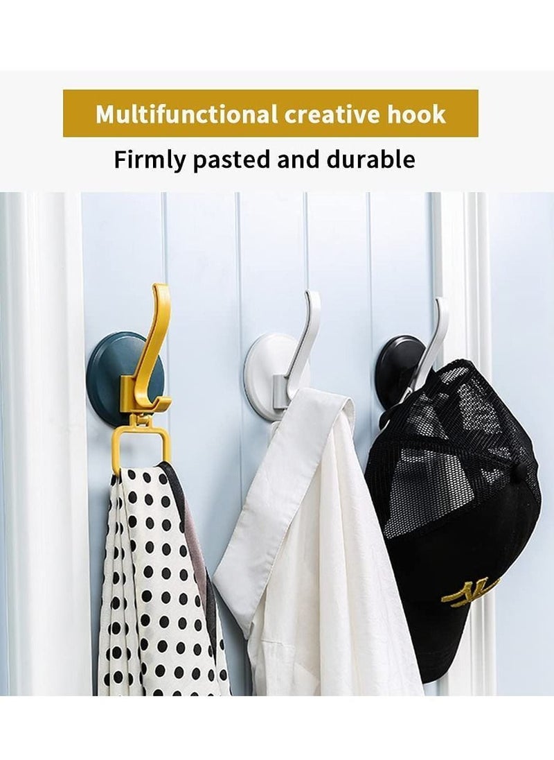 Y&D Self Adhesive Hooks Heavy Duty Bathroom Door Office Home Kitchen Stick on for Hanging Coats Towels Keys Waterproof, No Drill Glue Needed - 3 Pack (White Blue Black)  - Image 3