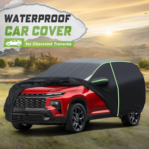 Mixsuper Liner Car Cover for Chevy Traverse 2009-2026, 7 Layers Full Car Cover All Weather Car Covers for Chevy Traverse, Waterproof Outdoor Cover with Zipper Door Reflective Strips - Image 2