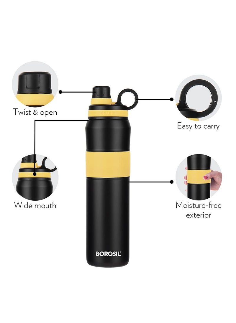 BOROSIL Borosil Hydra Thirst Burst Sunflower 800 ml Stainless Steel Water Bottle | Double Wall Vacuum Insulated Flask | 12 Hours Hot & Cold | Ideal for Personal & Corporate Gifting | 1 Year Warranty  - Image 4