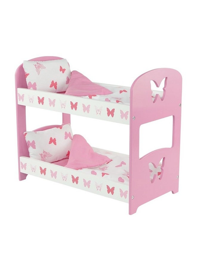 Emily Rose 18 Inch Doll Furniture Bunk Bed & Accessories Butterfly ; 18" Doll Double Baby Doll Bed With Fluffy 3 Pc Doll Bedding Sets ; Compatible With American Girl Dolls  - Image 4
