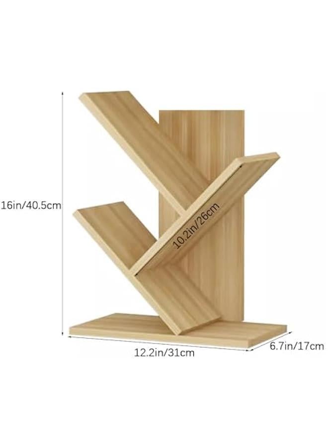 HOOKOR 3-Layer Forked Bookshelf Storage Rack, Wooden Storage Rack for CDs/Book/Movies, Practical Storage Rack for Bedrooms, Living Rooms,Offices,WhiteIvory (59-02) - Image 2