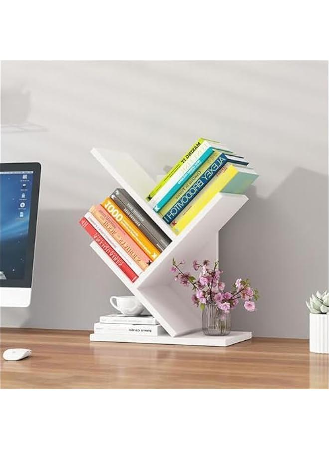 HOOKOR 3-Layer Forked Bookshelf Storage Rack, Wooden Storage Rack for CDs/Book/Movies, Practical Storage Rack for Bedrooms, Living Rooms,Offices,WhiteIvory (59-02) - Image 3