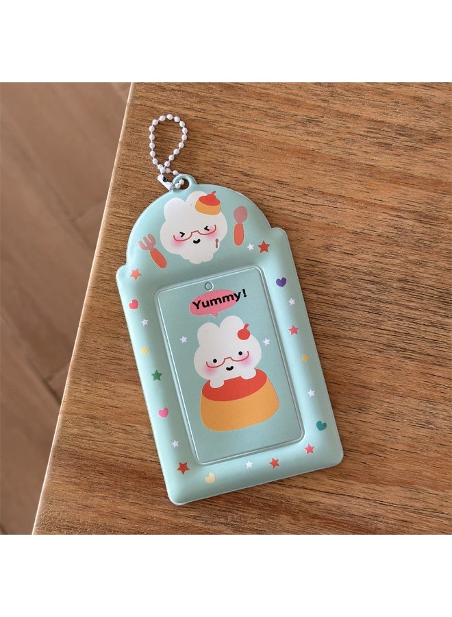 NIBEMINENT 1 - Piece Bear Rabbit DogKpop Photo Card Holder Pendant Key Chain ID Badge Holder ID Card Holder Photo Card Protector for School ID Office ID Access Card for Women Girls - Image 1