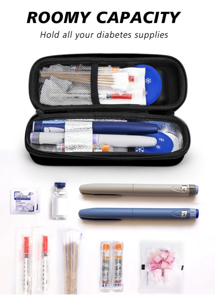 Insulin Cooler Travel Case with Temperature Display, Diabetic Travel Case Refrigerated Medicine Cooler Travel Case with 2 Ice Pack for Trip and Daily