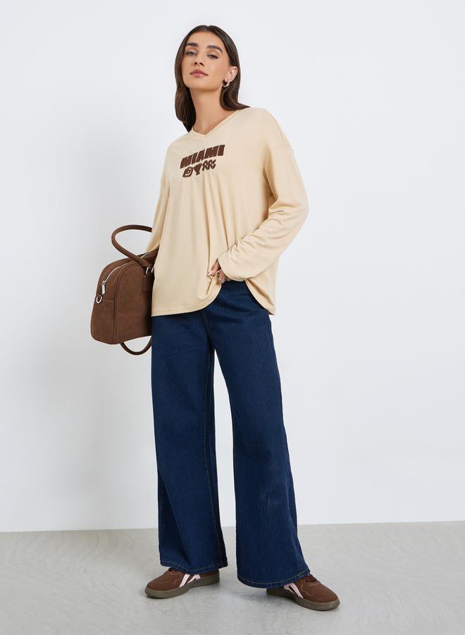 Styli Women Oversized Embroidered Detail T-Shirt - Image 2