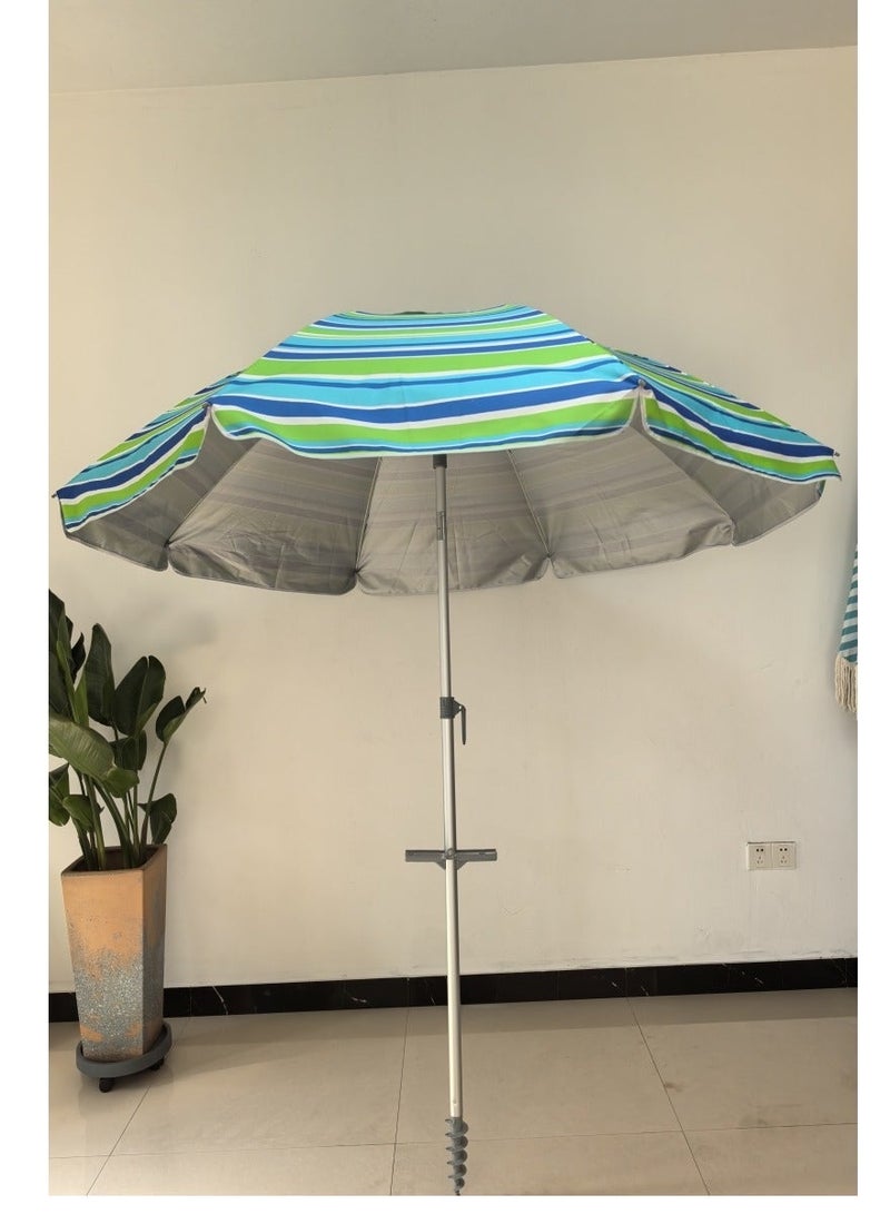 PENG GENERAL Beach Umbrella with UV 50+ Protection, Green Striped Pattern - Image 2