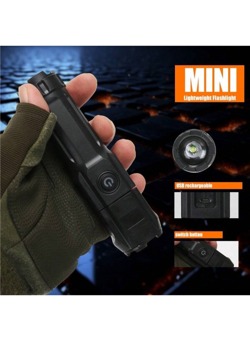 Super bright LED flashlight, mini portable flashlight with high brightness chip, zoom adjustment, lightweight and compact, rechargeable, suitable for disaster prevention, power outage, camping, moun - Image 1