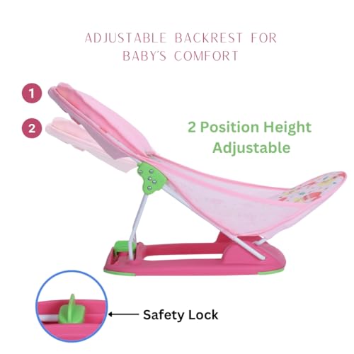Infanto Baby Bather – Adjustable, Non-Slip & Foldable Bath Seat Chair for Newborns (0-12 Months) (Pink) - Image 5