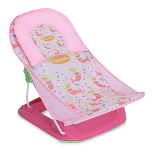 Infanto Baby Bather – Adjustable, Non-Slip & Foldable Bath Seat Chair for Newborns (0-12 Months) (Pink) - Image 1