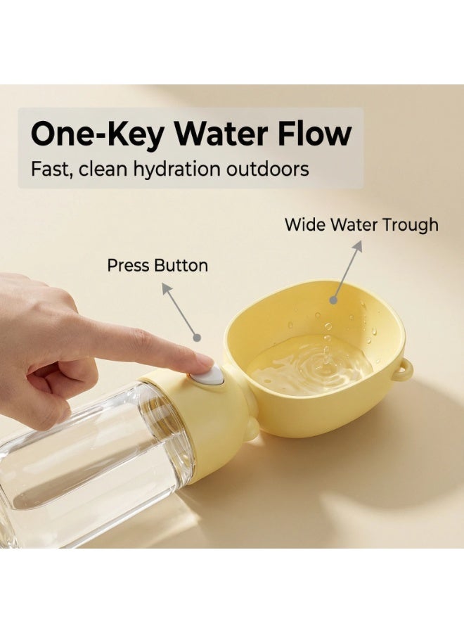 EPET Portable Dog Water Bottle, One-Key Leak-Proof Pet Travel Water Dispenser 28cm x 8.5cm / 550ml (Yellow) - Image 2