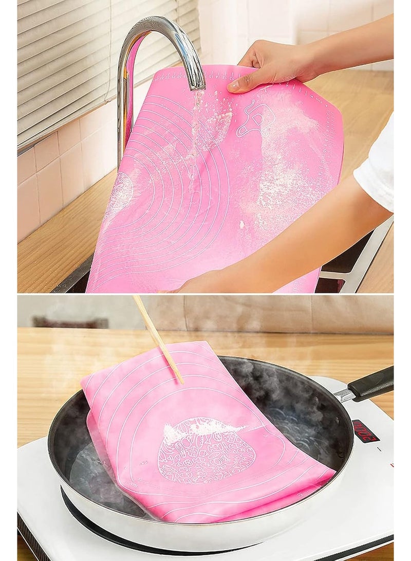 Wolpin Large Silicone Baking Mat for Pastry Rolling - Non-Stick Pink Fondant and Dough Mat with Precision Measurements - Heat Resistant Reusable BPA-Free Pastry Board for Pizza and Pie - Image 5