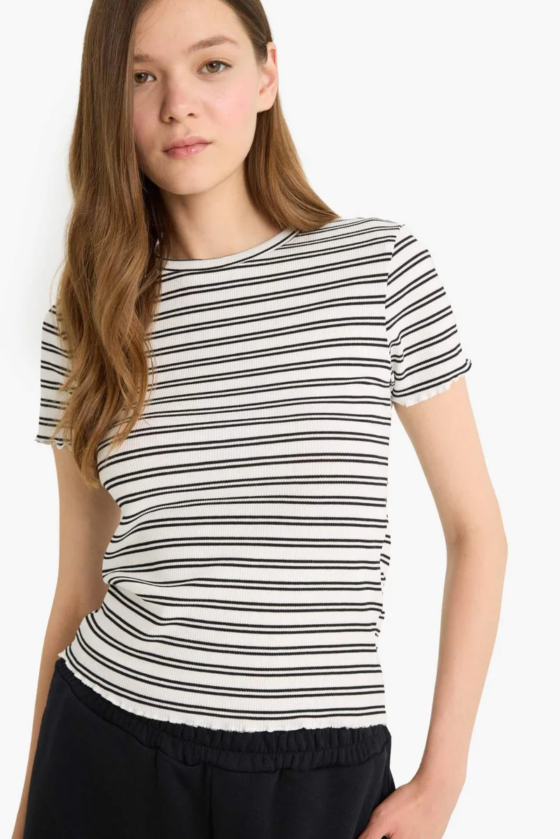 DeFacto Regular Fit Ribbed Camisole 2 Piece T-Shirt