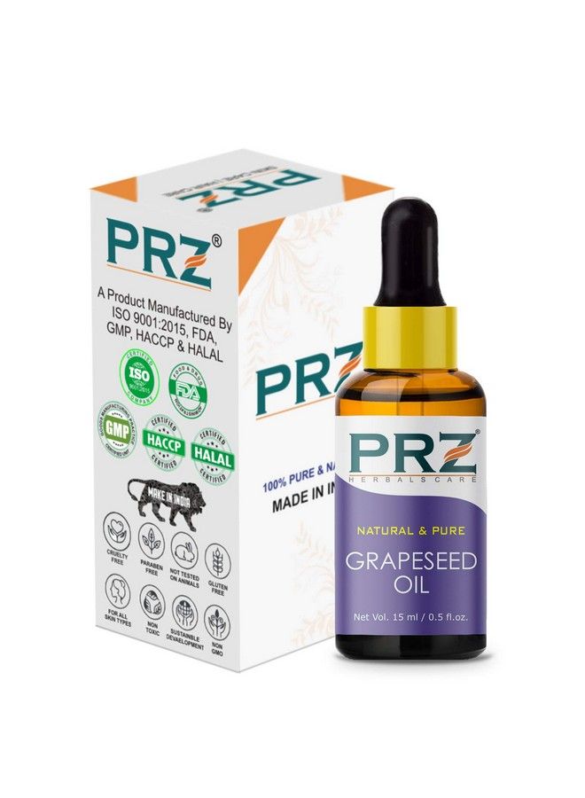 PRZ Grapeseed Cold Pressed Carrier Oil Pure Natural & Therapeutic Grade Oil For Aromatherapy Body Massage Skin Care & Hair Care 15 Ml - Image 3