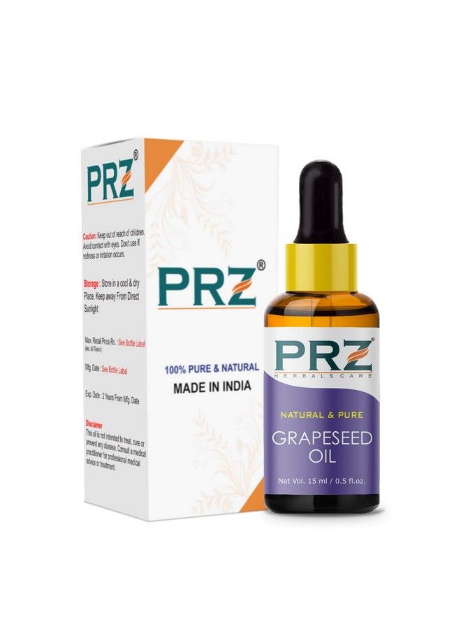 PRZ Grapeseed Cold Pressed Carrier Oil Pure Natural & Therapeutic Grade Oil For Aromatherapy Body Massage Skin Care & Hair Care 15 Ml - Image 2
