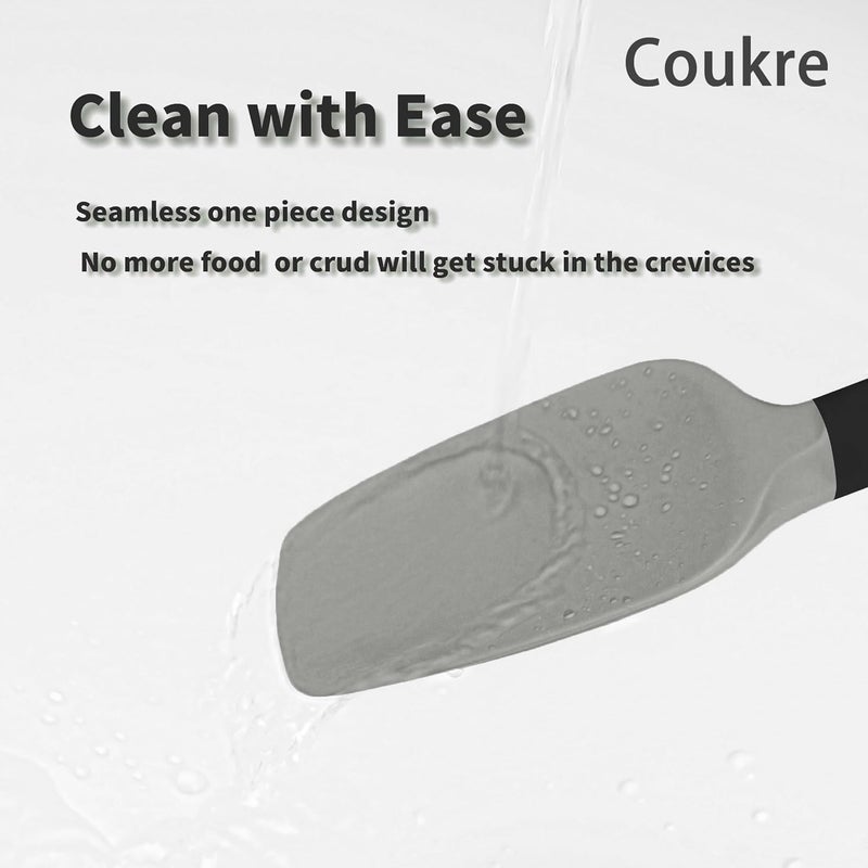 Coukre Silicone Spatula Set of 5,High Temperature Resistant, Food Grade Silicone, Dishwasher Safe, for Baking, Cooking (Gray) - Image 4