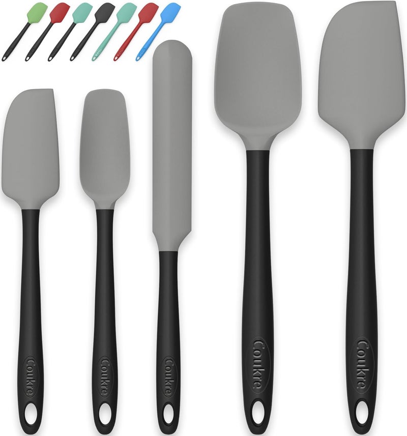 Coukre Silicone Spatula Set of 5,High Temperature Resistant, Food Grade Silicone, Dishwasher Safe, for Baking, Cooking (Gray) - Image 1