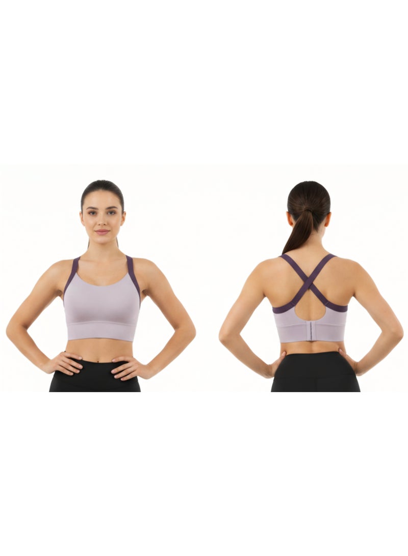 شوداي حمالة صدر رياضية مصححة للوضعية للنساء – دعم متقاطع X للظهر، إغلاق قابل للتعديل 4 صفوف، بدون سلك - Image 1
