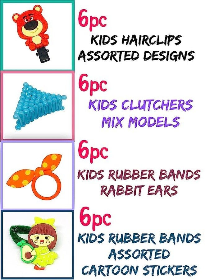 Quarya Girls Rubber Bands Hair Clips Hair Pin Hair Clutch Hair Tie Elastic Hair Bands For Kids Children Babies Fancy Hair Accessories (Pack Of 24 Pcs In Jar), Multicolor - Image 3