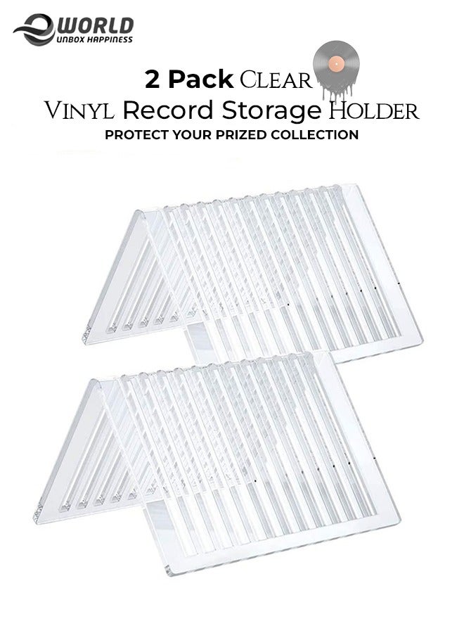 Eworld 2 Pack Clear Acrylic Album Organizer Vinyl Recorder Holder for Countertop Display - Image 1