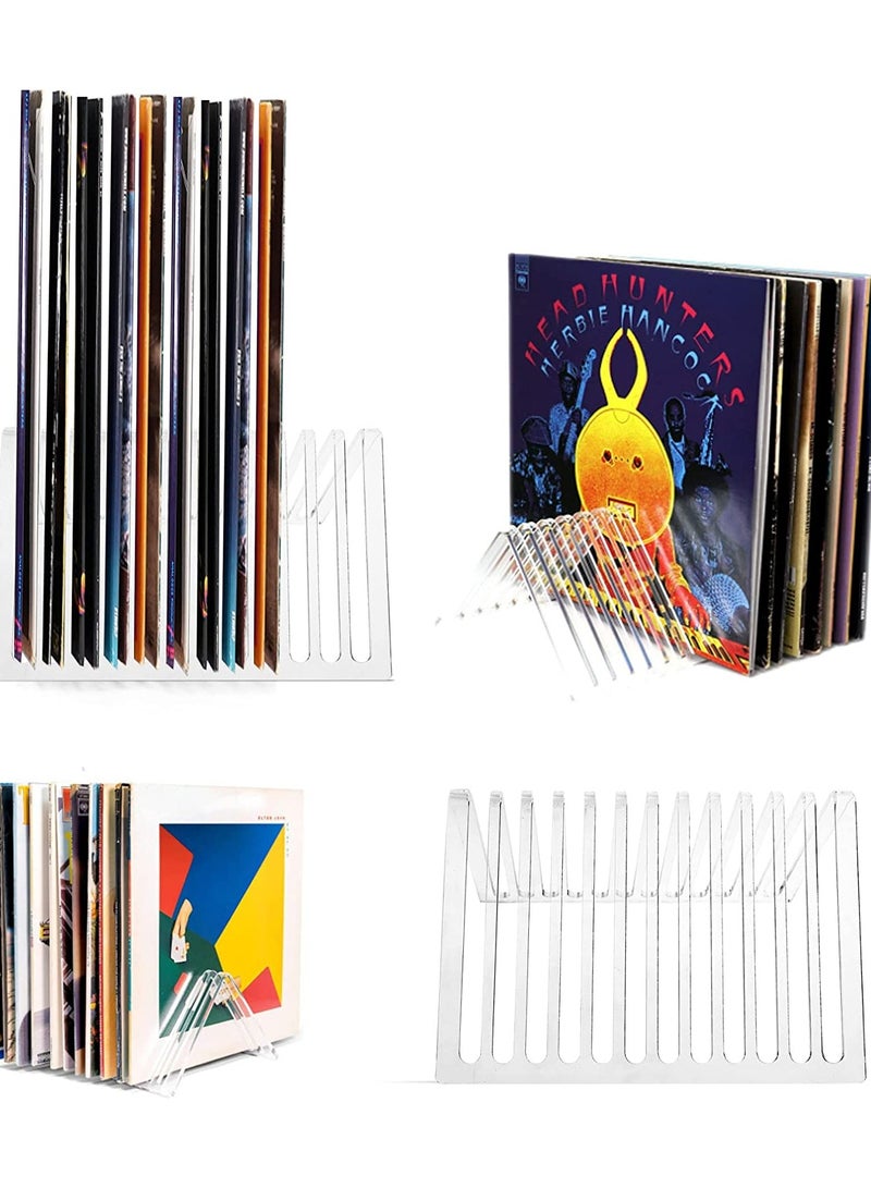 Eworld 2 Pack Clear Acrylic Album Organizer Vinyl Recorder Holder for Countertop Display - Image 2