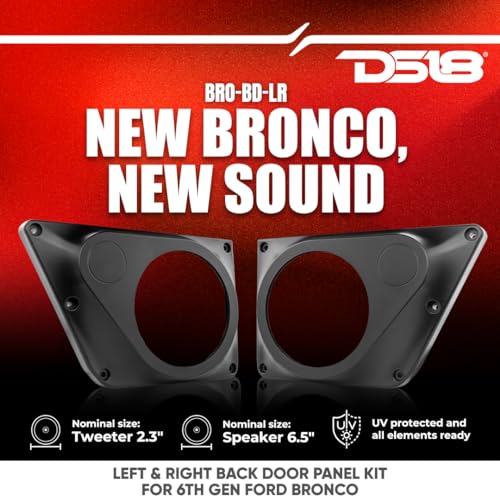 DS18 BRO-BD-LR Panels for Ford Bronco 6th Gen 4 Door - Back Door Speaker and Tweeter Panels - Fits 2X 6.5 Speakers and 2X 2.3 Tweeters - Pair (Left & Right) - Image 2