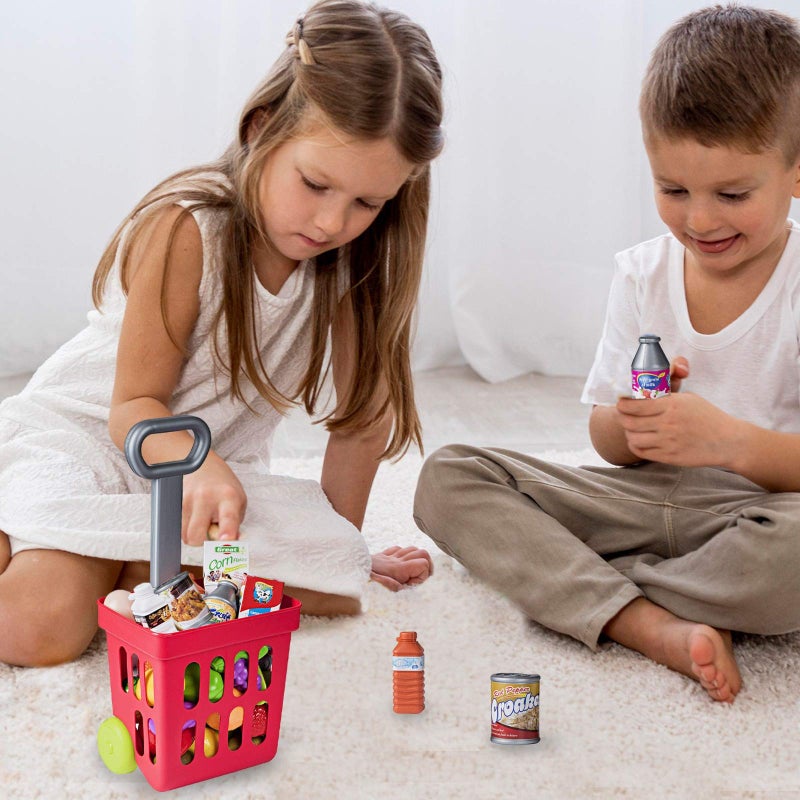 Playkidz Towdlers Basket – Filling Basket and Roller – Passenger Basket 24 Pieces Small Toy Basket and Prevent Food Playset, Toys for Toddlers Ages 3 and Up - Image 2