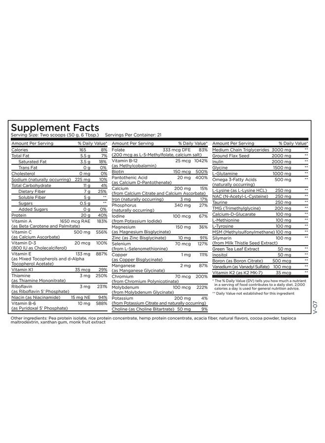 Metabolic Maintenance صيانة الأيض - ديتوكس الأيض الكامل - مشروب الشوكولاتة - مسحوق بروتين نباتي + بروتين البازلاء لتنظيف الجسم بالكامل + صحة الأمعاء - 20 جرام من بروتين النباتات غير المعدلة وراثيًا (2.3 رطل / 30 حصة) - Image 5