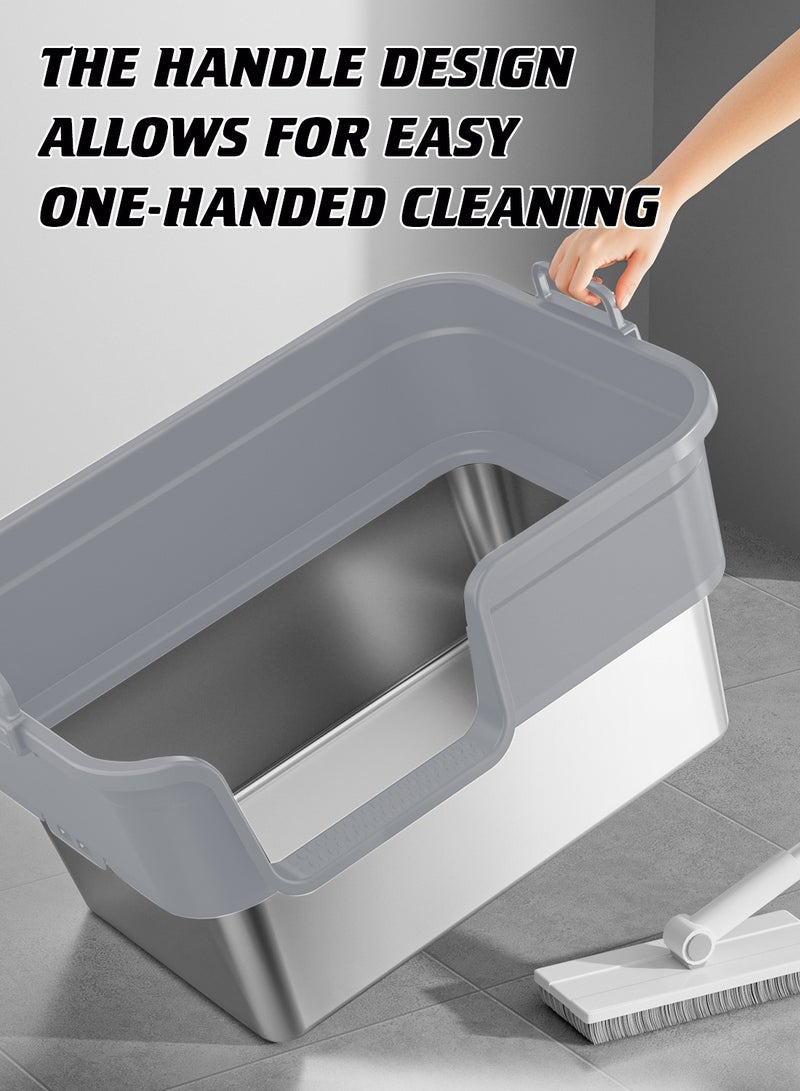 Kidle Stainless Steel Cat Litter Box Metal Litter Pan Tray with High Wall Sides Anti-Leakage Splash-Proof - Image 5