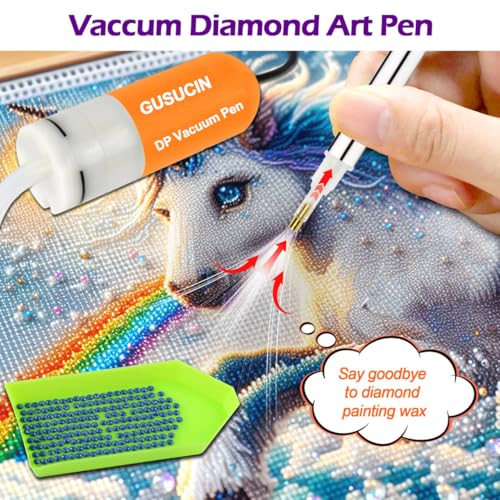 GUSUCIN Vacuum Diamond Painting Pen Kit – Wax-Free Electric Diamond Art Pen for Precise Drill Placement, Cleaner Pickup, USB Powered Diamond Art Painting Accessories for Adults(Orange) - Image 2
