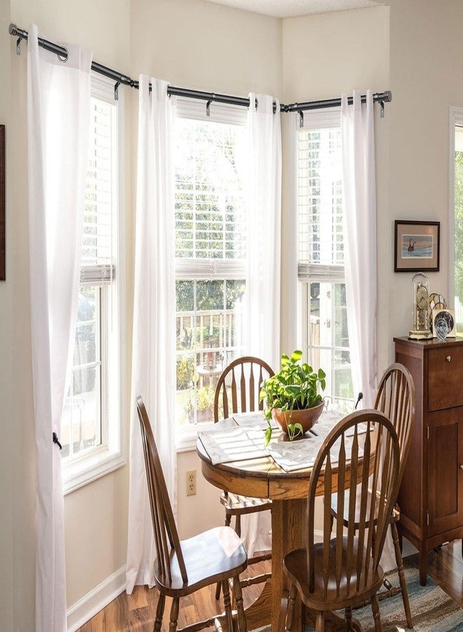 HOTOZON Bay Window Curtain Rods, HOTOZON 7/8 Inch Heavy Duty Curtain Rods for Bay Windows 48-84 Inch(Center Rod), 32-58 Inch Side Rods for Windows, Black, Decorative Drapery Rod with End Cap Finials - Image 3
