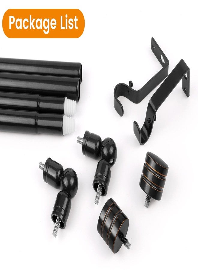 HOTOZON Bay Window Curtain Rods, HOTOZON 7/8 Inch Heavy Duty Curtain Rods for Bay Windows 48-84 Inch(Center Rod), 32-58 Inch Side Rods for Windows, Black, Decorative Drapery Rod with End Cap Finials - Image 4