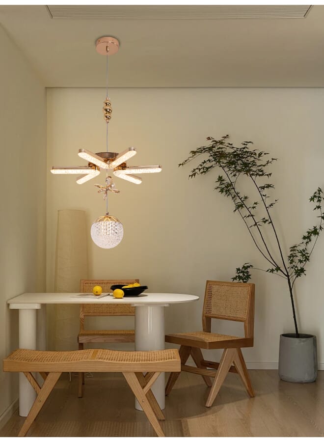 بيست باور ثريا سقف LED عصرية موديل 9889 – بقوة 40 واط، قطر 40 سم، معلّقة بارتفاع قابل للتعديل حتى 90 سم – تصميم أنيق ذهبي وكريستالي - Image 1