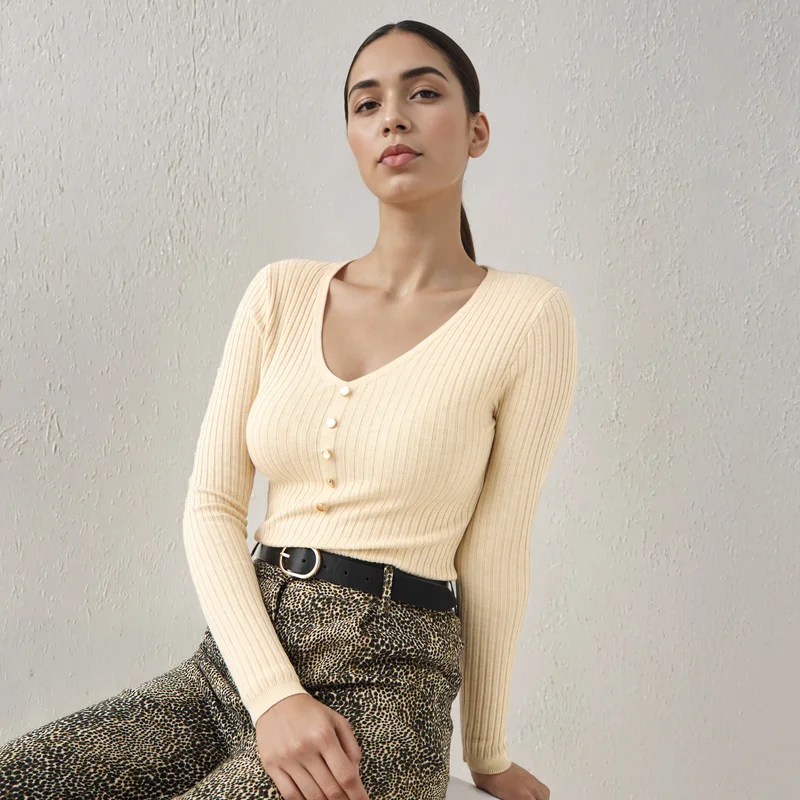 2Xtremz 2Xtremz Ribbed V-neck Sweater