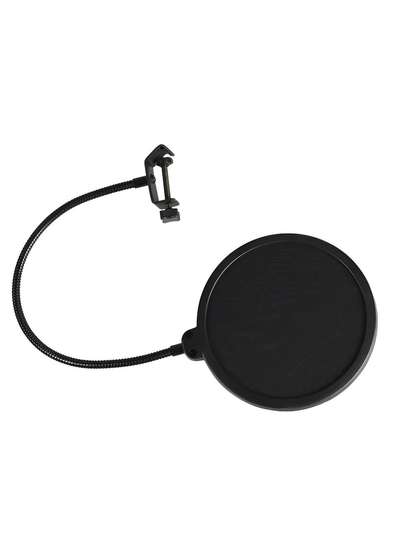Generic - POP SHIELD Acoustic Filter for Broadcasting and Recording Microphone, High-Quality, Reduces Unwanted Sounds, Securely Attached to Mic Stand - with Adjustable Goose Neck - Black - Image 1