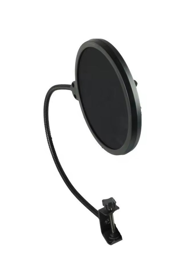 Generic - POP SHIELD Acoustic Filter for Broadcasting and Recording Microphone, High-Quality, Reduces Unwanted Sounds, Securely Attached to Mic Stand - with Adjustable Goose Neck - Black - Image 1