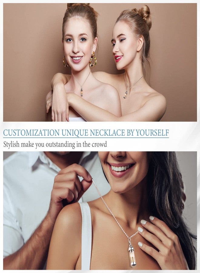 MTLEE 4 Glass Vial Necklace Pendant Set Include 4 Stainless Steel Cremation Urn Blood Pendant Put Ashes in Vial Tube Urn Keepsake Memory with Chain 4 Snake Chain Necklace - Image 5